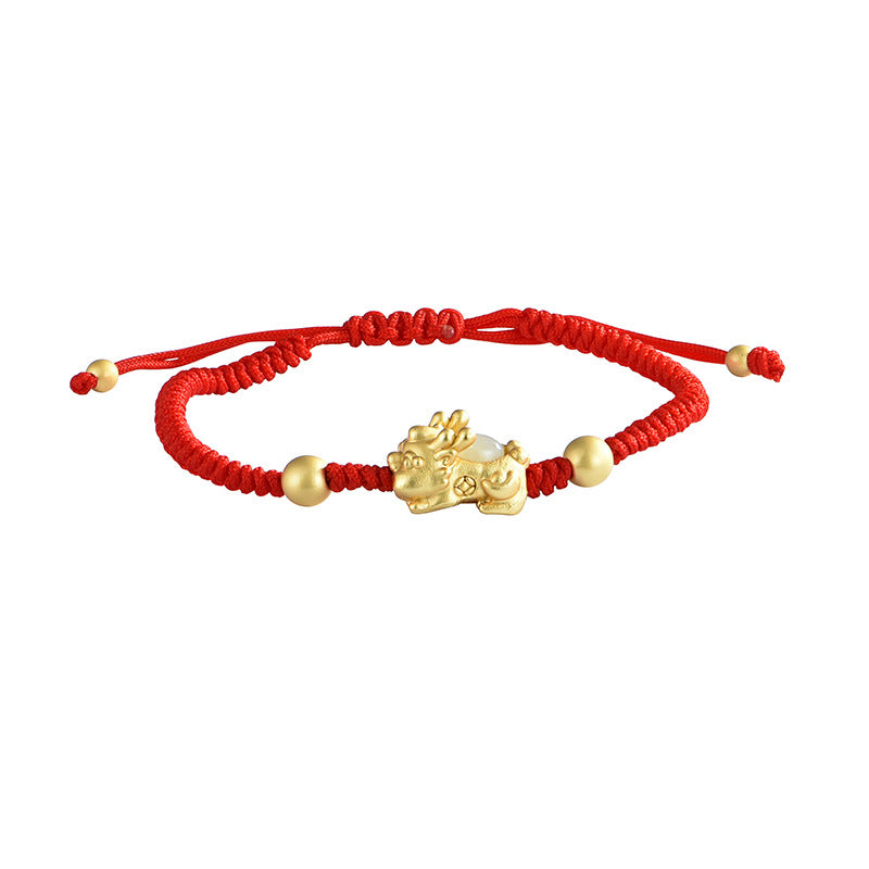 Pixiu Nephrite Jade Red Cord Bracelet-Good Fortune Ahead