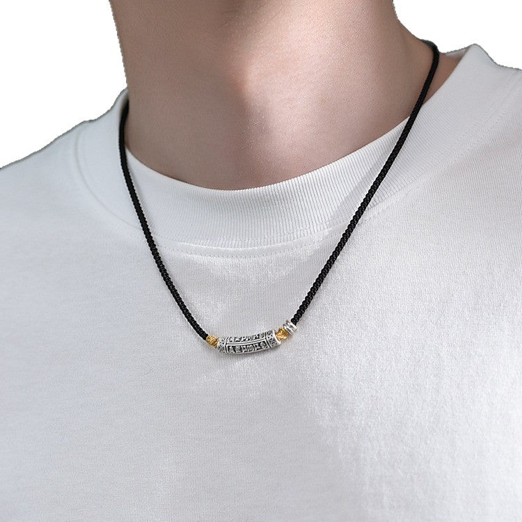 Tibetan Six True Words Mantra 999 Silver Necklace - Vintage Engraved Spiritual Amulet