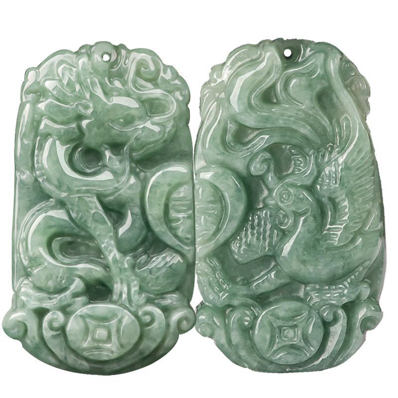 Dragon & Phoenix Couple Jade Pendant Set-Love, Harmony & Lasting Blessings