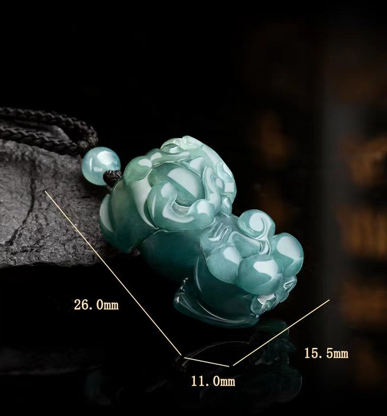Pixiu Wealth Pendant-Natural Ice Jade/Pi Yao Pendant Necklace