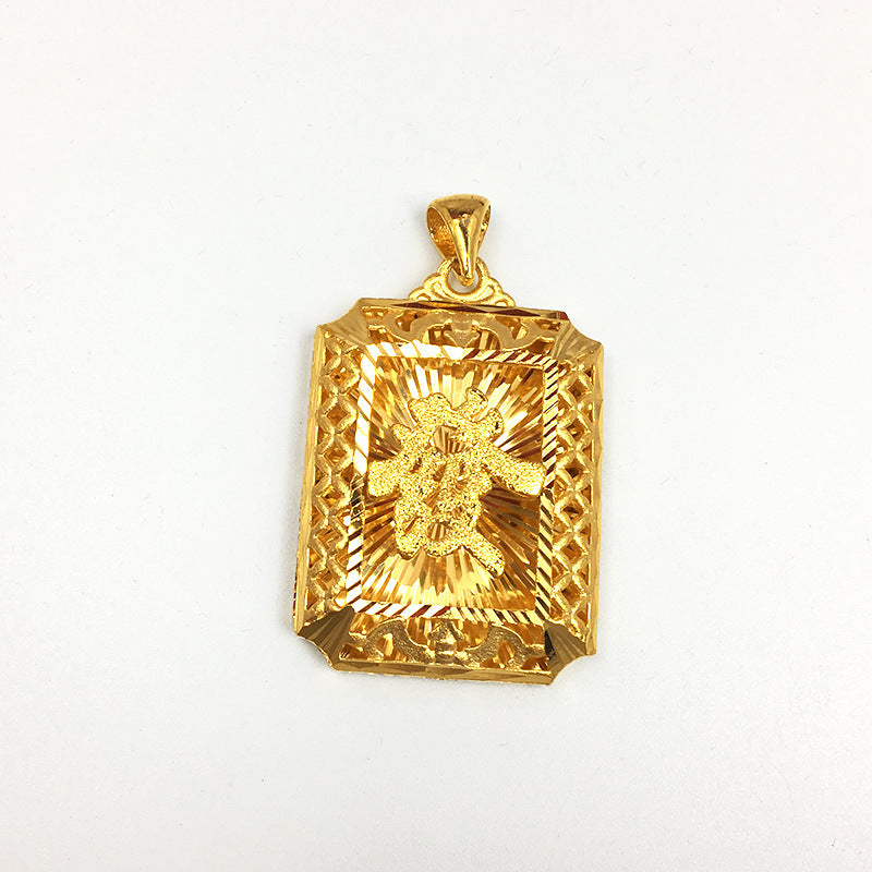 Golden Auspicious Warmth-Auspicious Inscription Tag Pendant