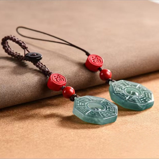 Quiet Guardian Jade Bagua Phone & Keychain Charm Description