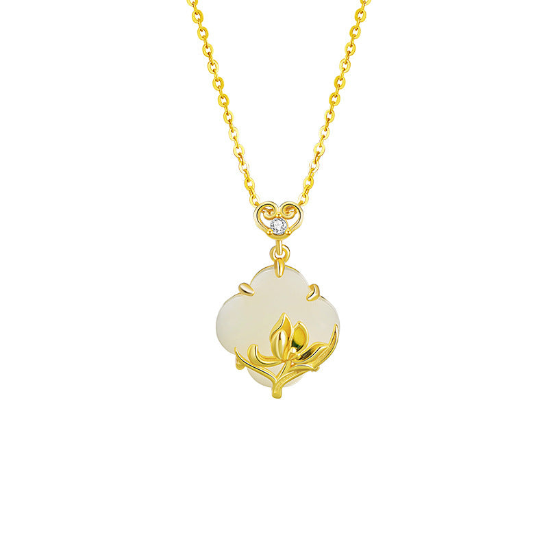 Orchid Nephrite Jade Necklace-Peace and Happiness