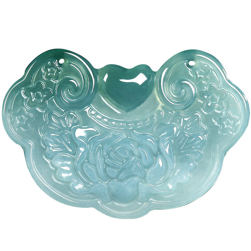 Fortune Bloom Protection Ruyi Jade Pendant Necklace-Emerald Ruyi Guardian