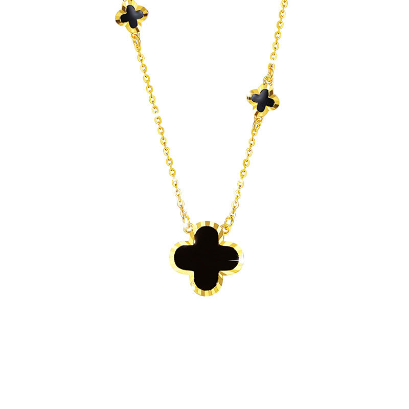 Four-Leaf Clover Gilded Silver Necklace-Grace and Fortune