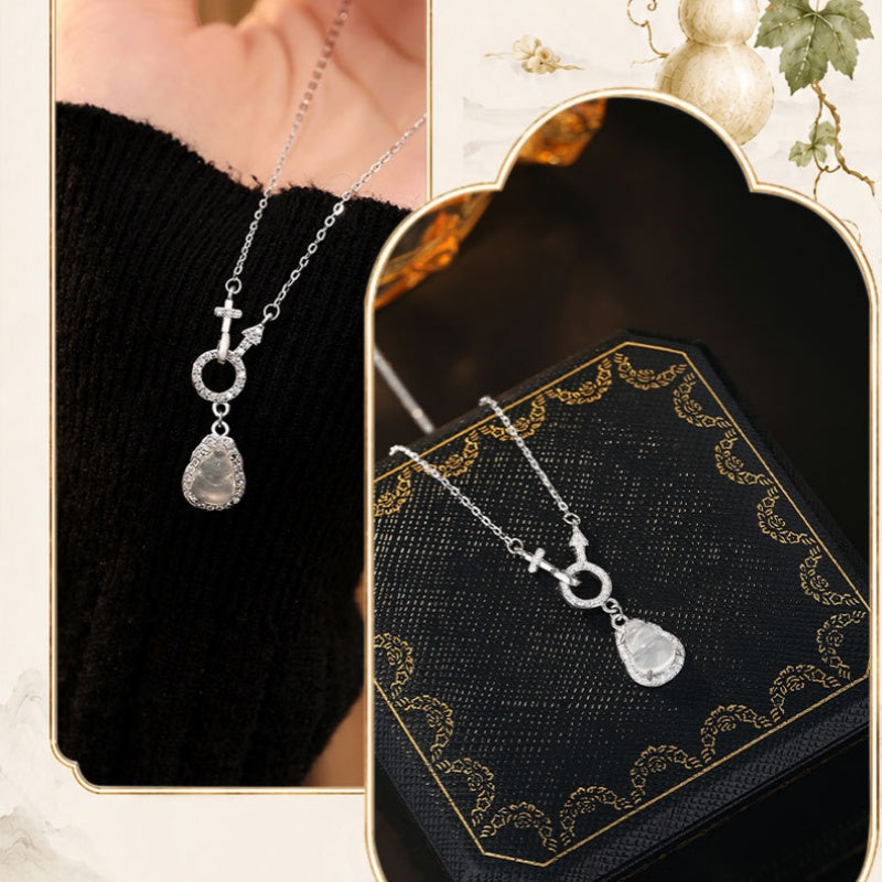 Gourd Jade and Sterling Silver Necklace-Blessings by Your Side