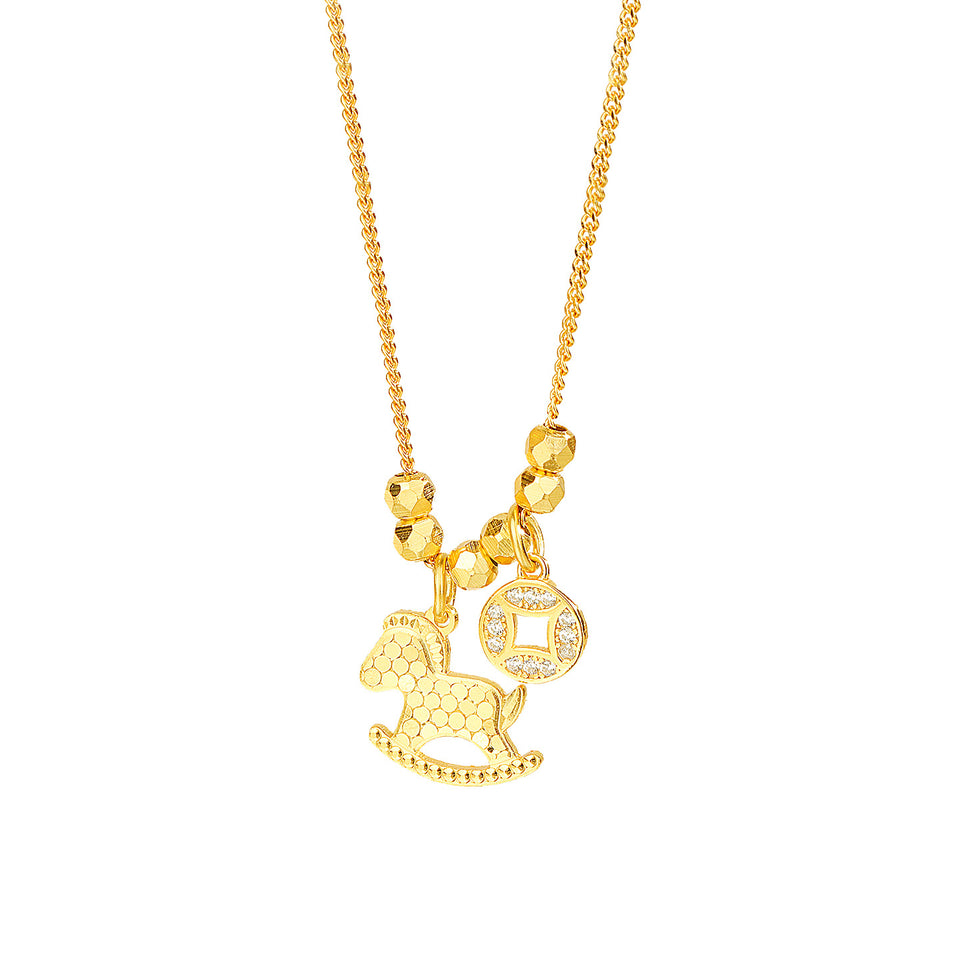 Gold Horse Pendant Necklace – “Wealth Arrives Swiftly” 2026 Lucky Charm