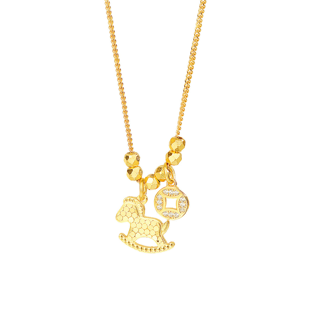 Gold Horse Pendant Necklace – “Wealth Arrives Swiftly” 2026 Lucky Charm