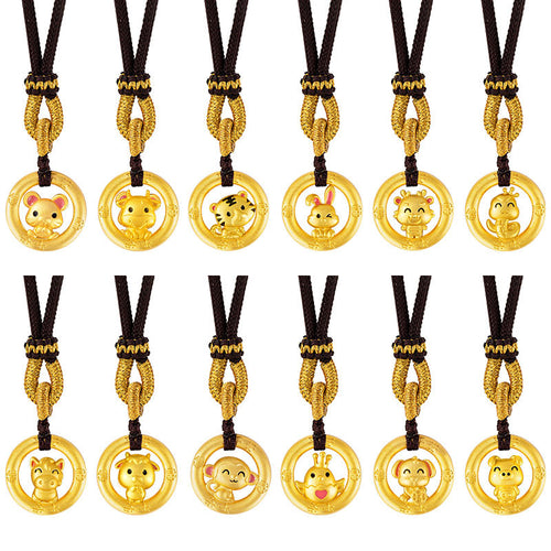 Twelve Gold Zodiac Peace-Guard Amulet Necklace Series