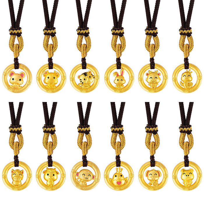 Twelve Gold Zodiac Peace-Guard Amulet Necklace Series