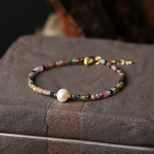 Natural Pearl Tourmaline Bracelet-Prosperity Luck