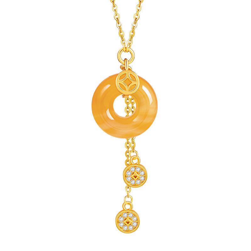 Coin Red Agate Necklace-Lasting Peace and Prosperity