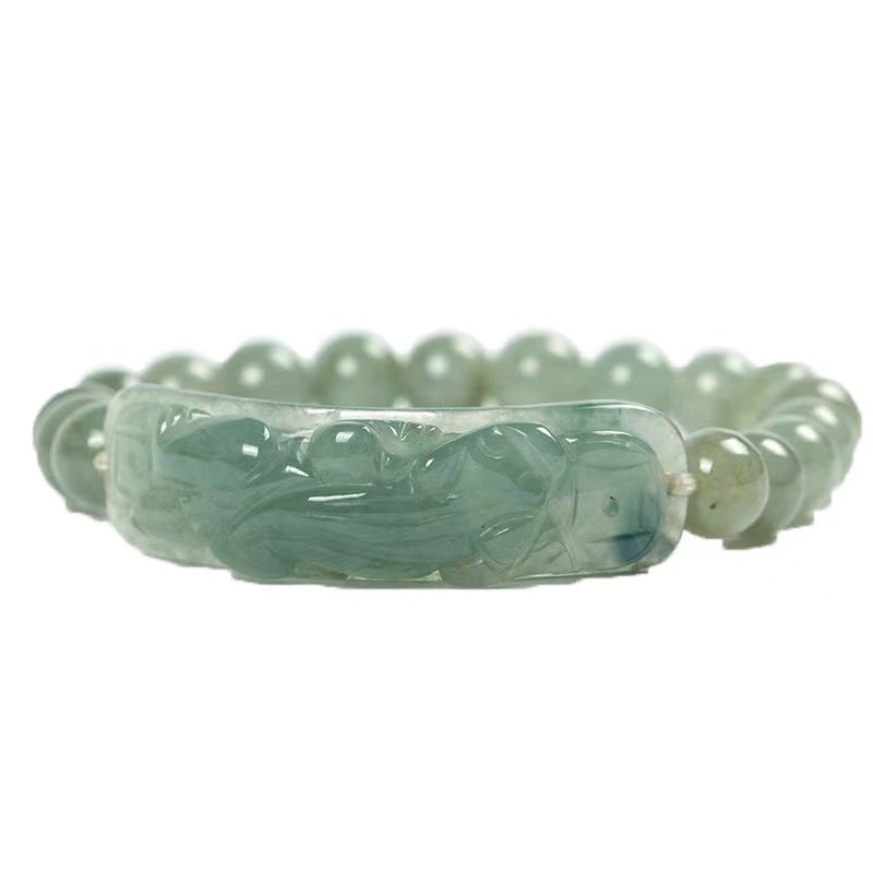 Wealth Pixiu Natural Green Jade Bracelet-Attract Luck