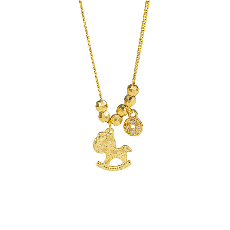 Golden Spark Horse Wealth Coin Necklace – 925 Silver Lucky Charm for 2026 Fortune