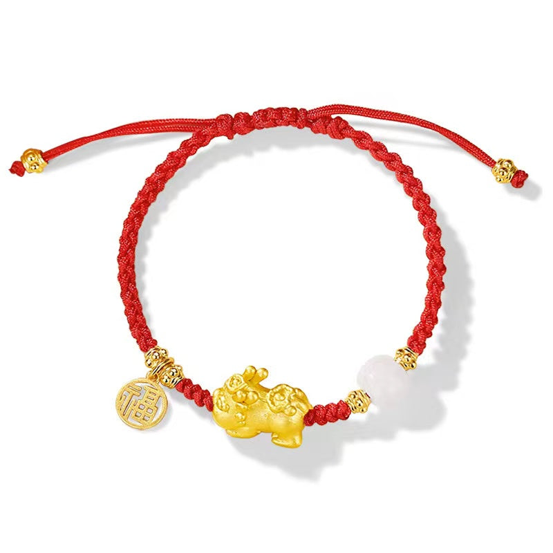 Baby Dragon Jade Bead String Bracelet-Luck Prosperity