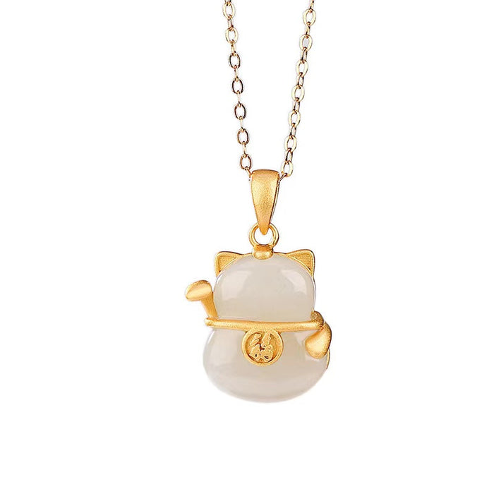 Lucky Fortune Waving Arm Cat Necklace-Maneki neko