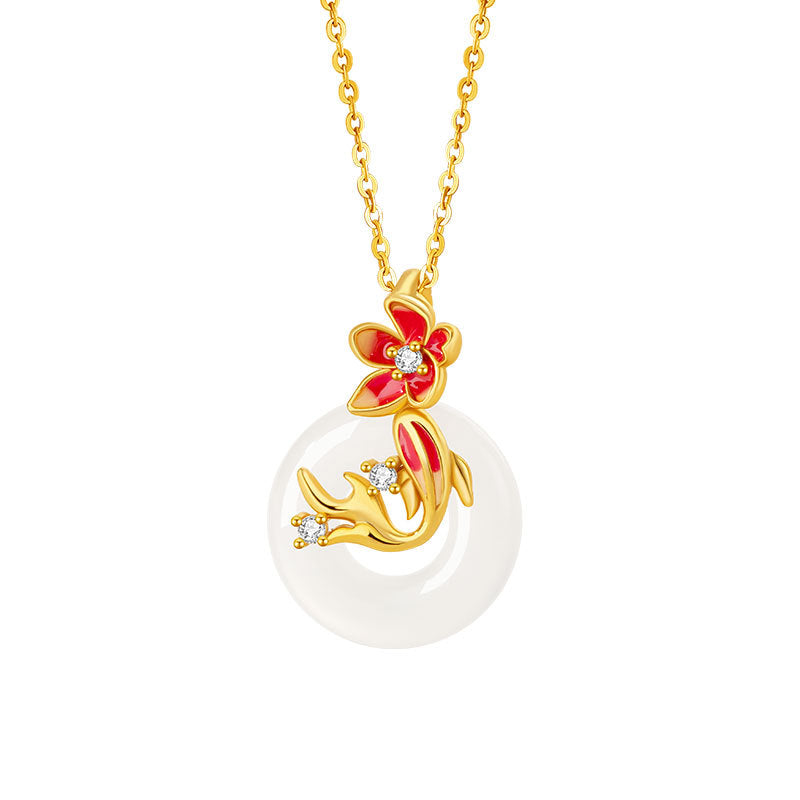 Peace & Good Fortune-Koi Fish Chalcedony Necklace