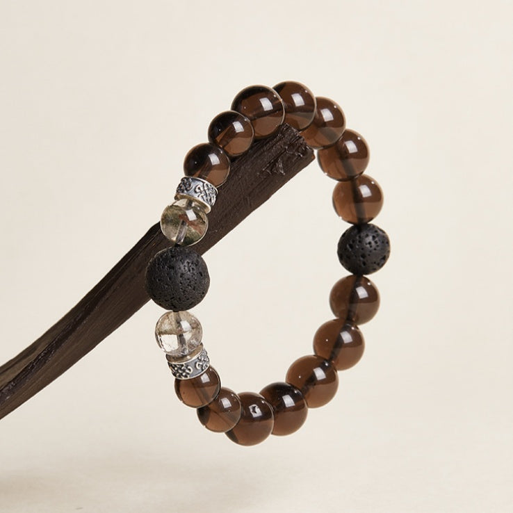 Ice Obsidian Lava Stone Beaded Bracelet-Anchored Resolve