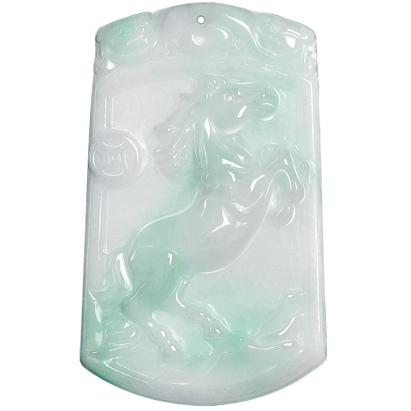 Natural Grade A Jade Horse Pendant – “Success Comes Quickly” Amulet with Fine Grain Texture