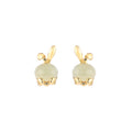 Bunny Nephrite Jade & Red Agate Stud Earrings-A Playful Little Wish