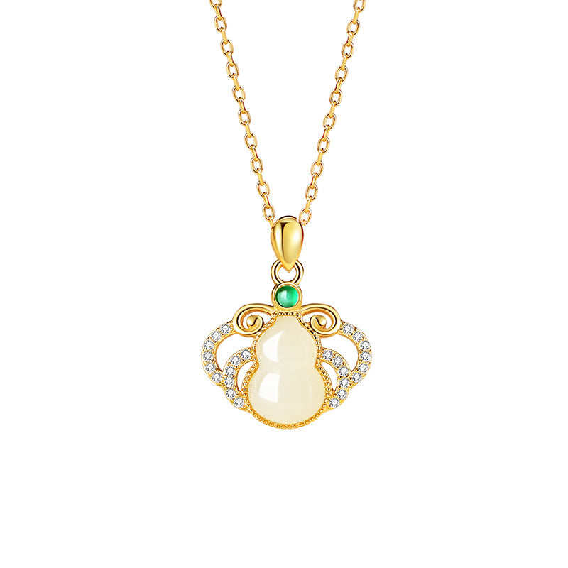 Gourd Nephrite Jade Pendant Necklace-Enduring Blessing