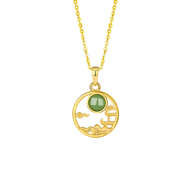Wishes for a Beautiful Life-Cloud Nephrite Jade Necklace