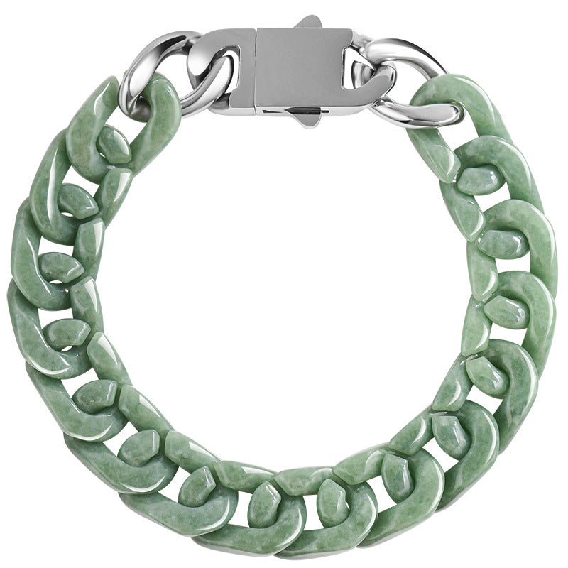 Natural Jadeite Cuban Chain Hand-Carved Bracelet-Premium Urban Jewelry in 3 Colors