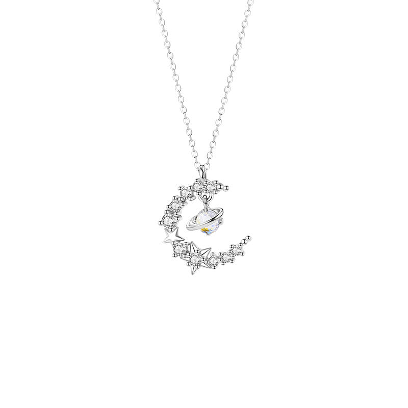 Moon and Stars S925 Silver Necklace-Kept Close