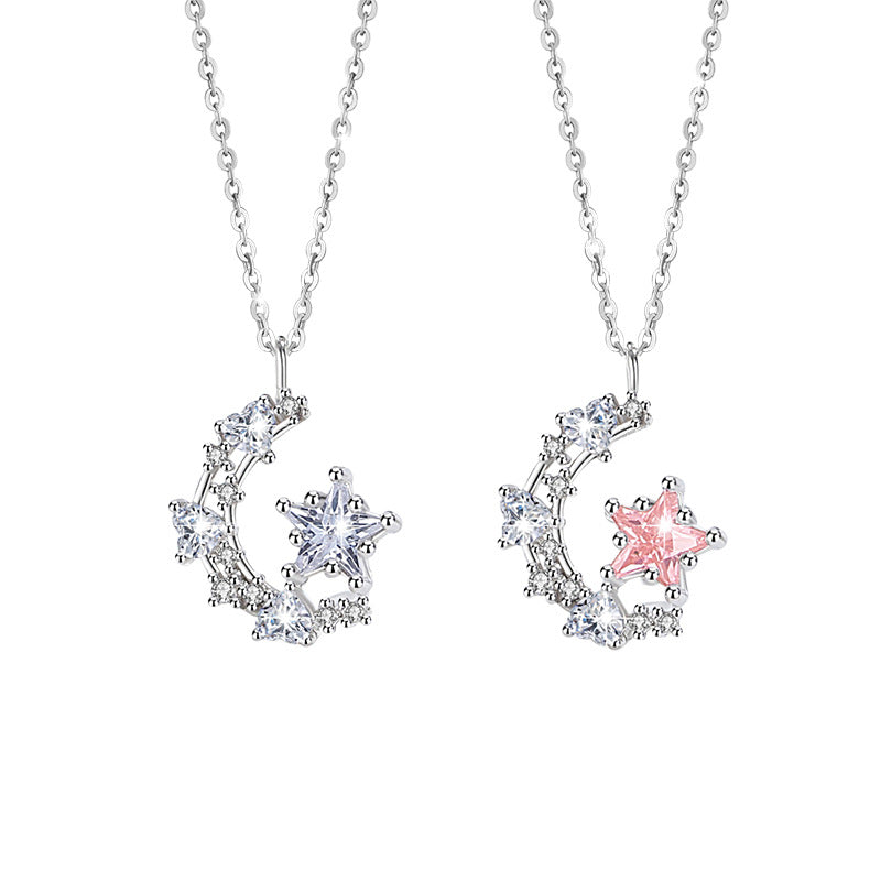 Always Beside You-Moon & Star Sterling Silver Necklace