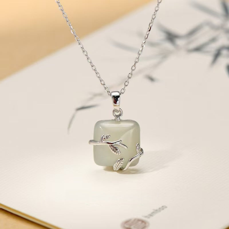 Serene Willow Hetian Jade "Sugar Cube" Pendant