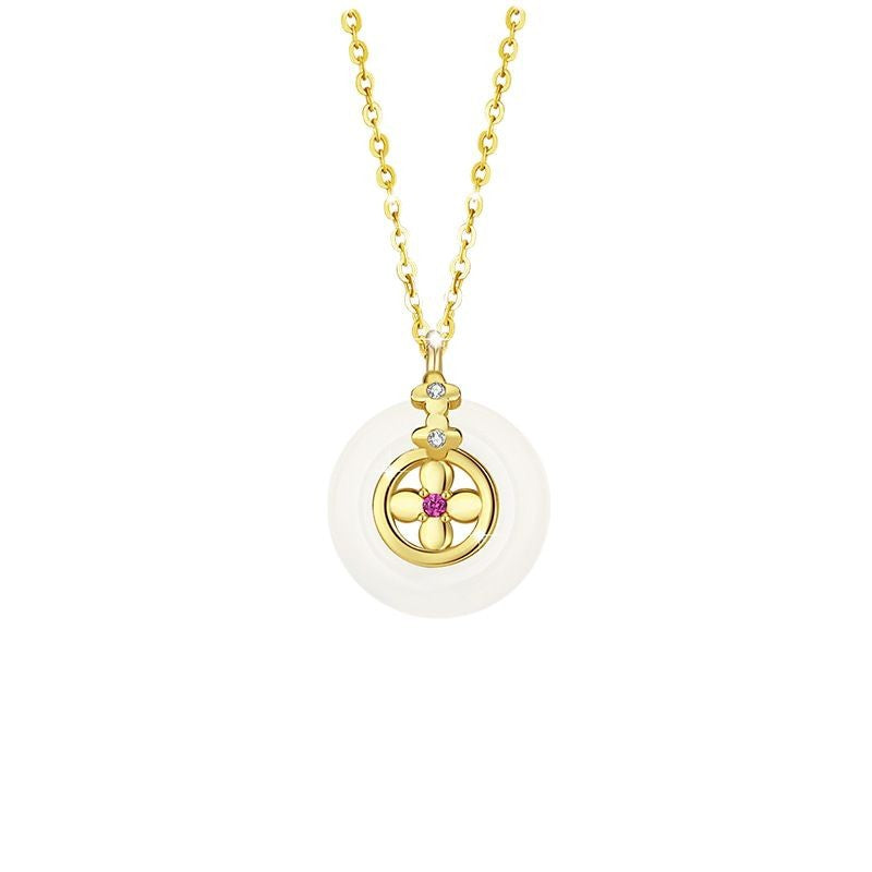 Clover Peace Disc Chalcedony Necklace-Blessings for Mom