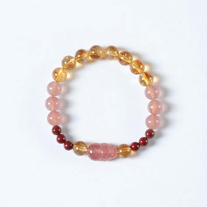Gentle Attraction Strawberry Quartz Pixiu Bracelet