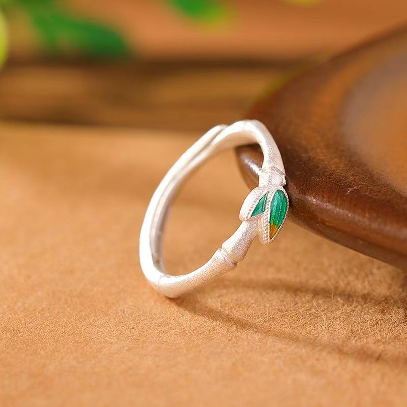 Lucky Bamboo Silver Ring-Prosperity Longevity