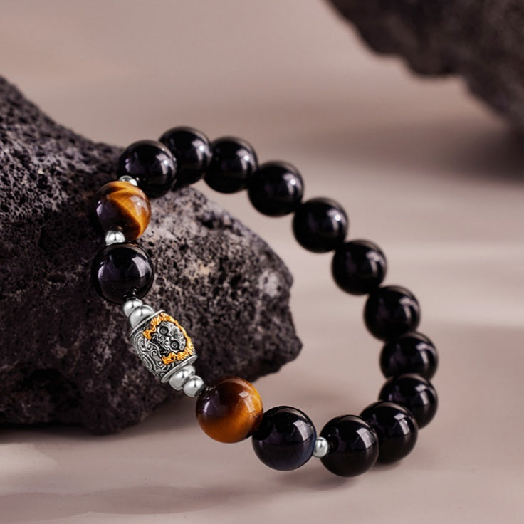 Kylin Obsidian and Tiger's Eye Bracelet-Steady Vitality