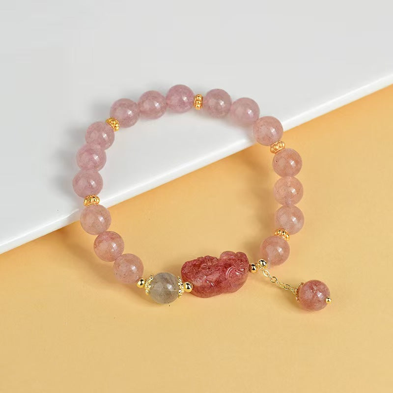 Radiant Affection Strawberry Quartz Pixiu Bracelet