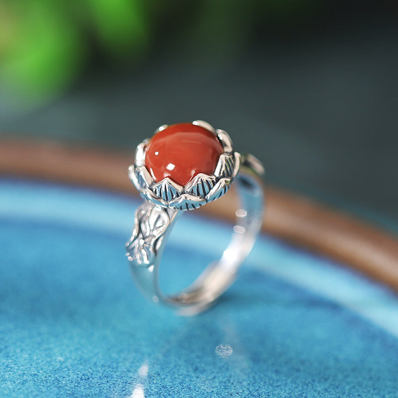 A Lasting Bloom-Lotus S925 Silver Adjustable Ring