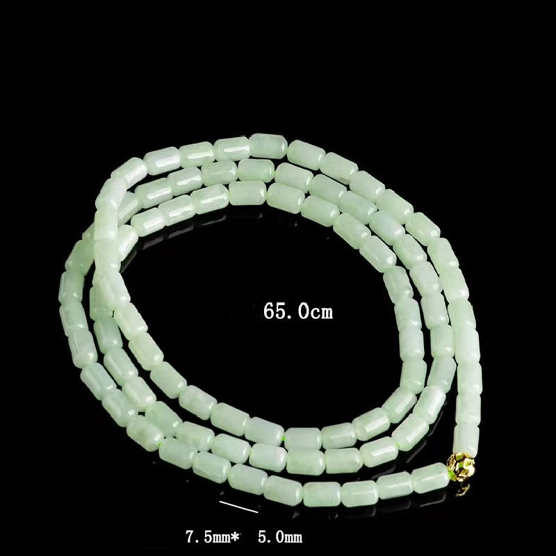 Mala Prayer Barrel Beads Jadeite Necklace-Inner Peace