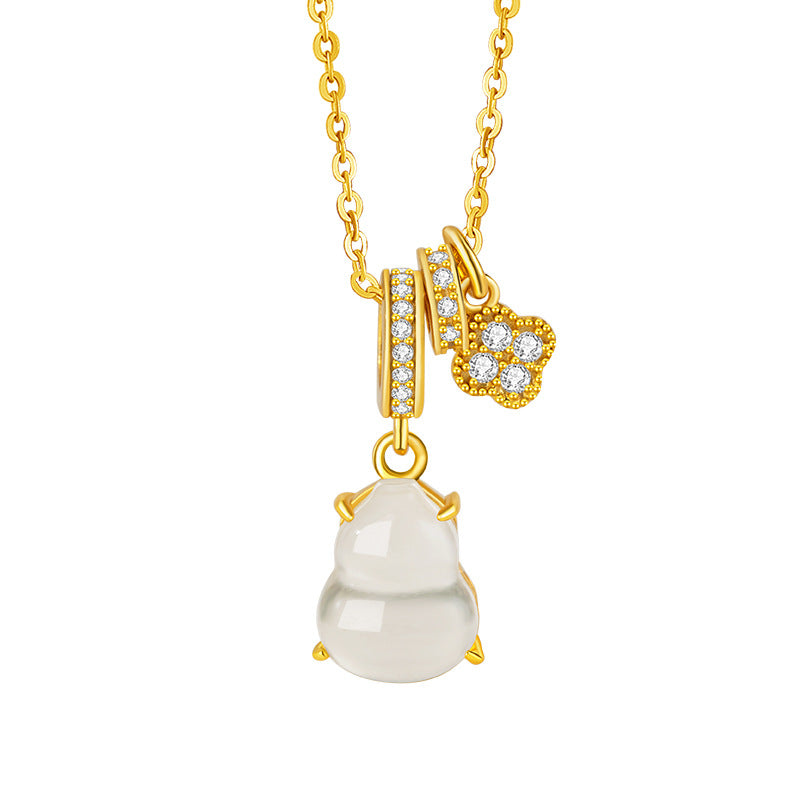 Jade Gourd Pendant Necklace-Luminous Blessing