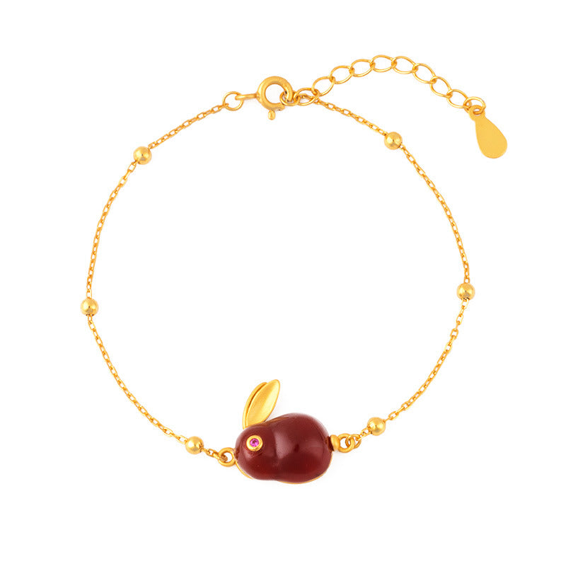 Rabbit Red Agate & Nephrite Jade Bracelet-Gentle Joy