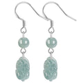 Pixiu Lucky Earrings-Natural Ice Jade/Pi Yao