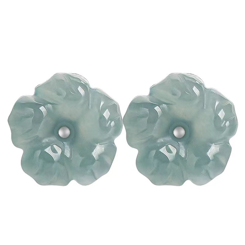 Orchid Jade Studs Earrings-Longevity and Prosperity
