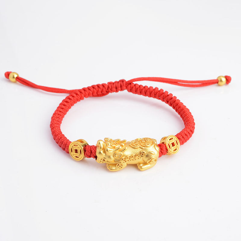 Golden Fortune-Pixiu Braided Cord Bracelet