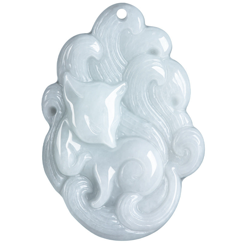 Natural Type A Burmese Jadeite Fox Pendant – Charm of Wisdom & Protection