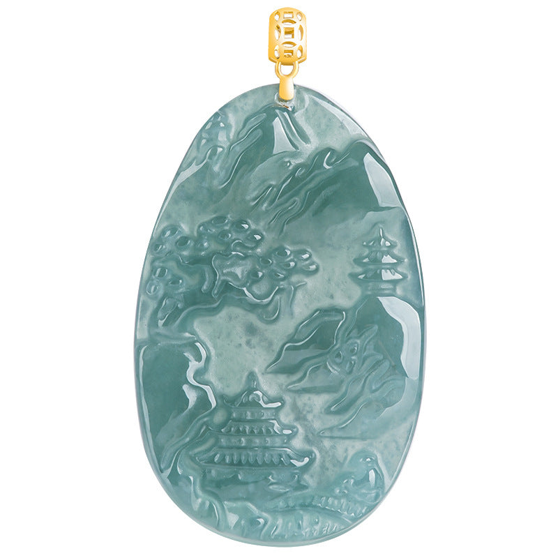 Jade Landscape Pendant–Wisdom, Serenity & Boundless Prosperity-grade a jade