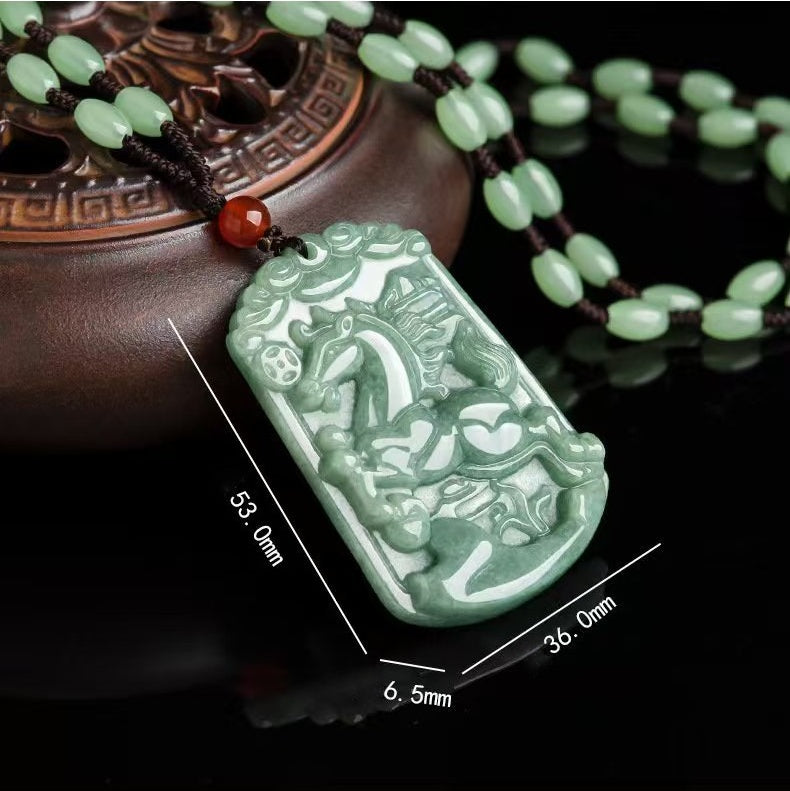Natural Green Jade Horse Pendant – Symbol of Success & Strength