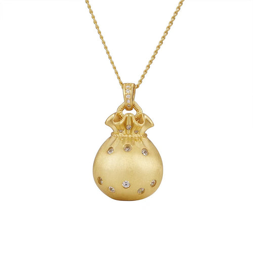 Gold-Plated Silver Fortune Bag Necklace – Elegant Charm for Prosperity & Style