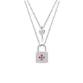 Heart Key & Padlock Sterling Silver Necklace-Stay True to Your Dreams