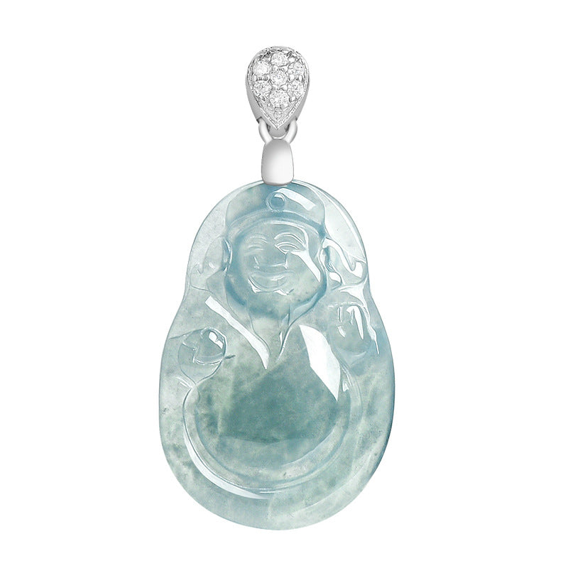 Blue Ice Jade Wealth Guardian Pendant – Prosperity & Fortune Blessing