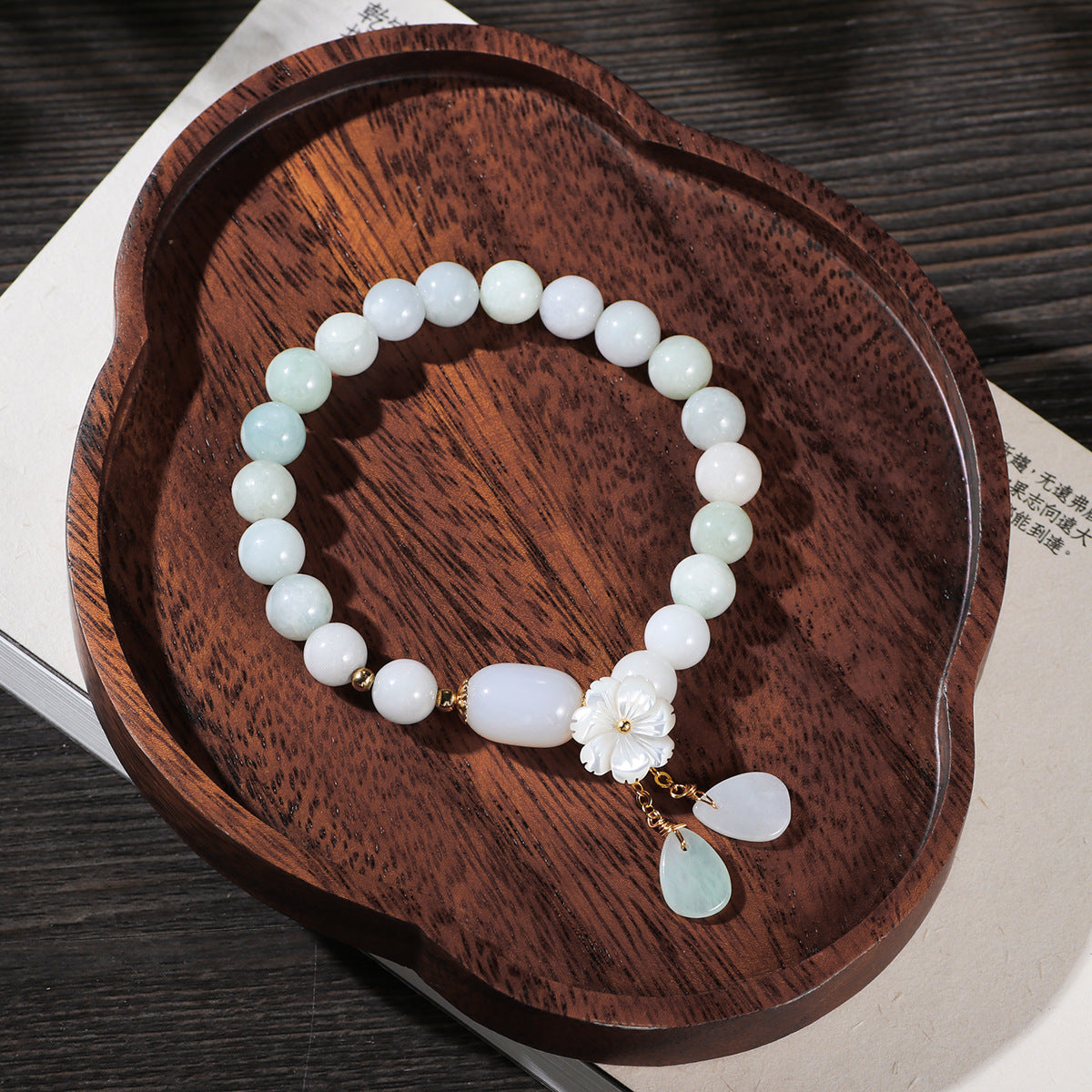 Plum Flower White Jade Bracelet