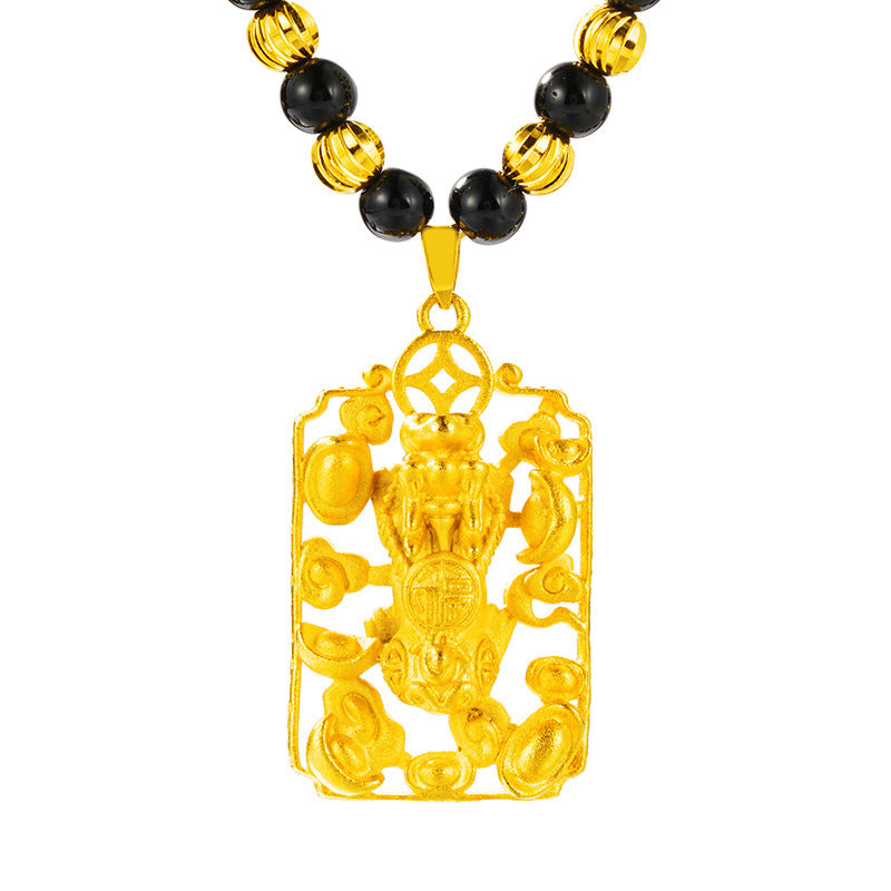 Pixiu Gold Plated Pendant Necklace-Bold Presence